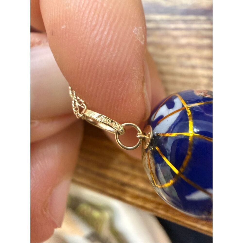 Multi Gemstone 14K Yellow Gold Globe Pendant Charm with 14k chain - Picture 7 of 8